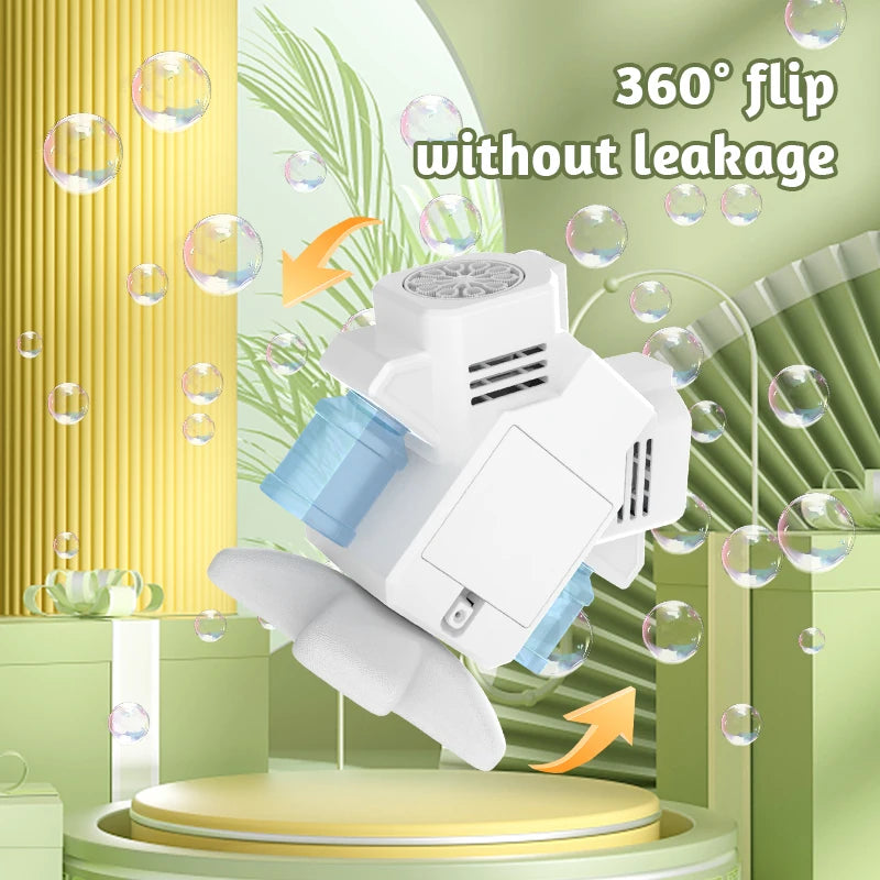 Double head rotating bubble machine