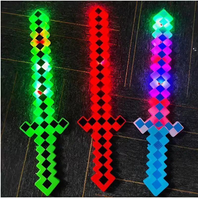 LED Light Up Flashing Pixel Sword Cosplay Party Toy with Sound Music  Luminous Saber Kids Glowing Cool Stuff Toy for Boys Gift