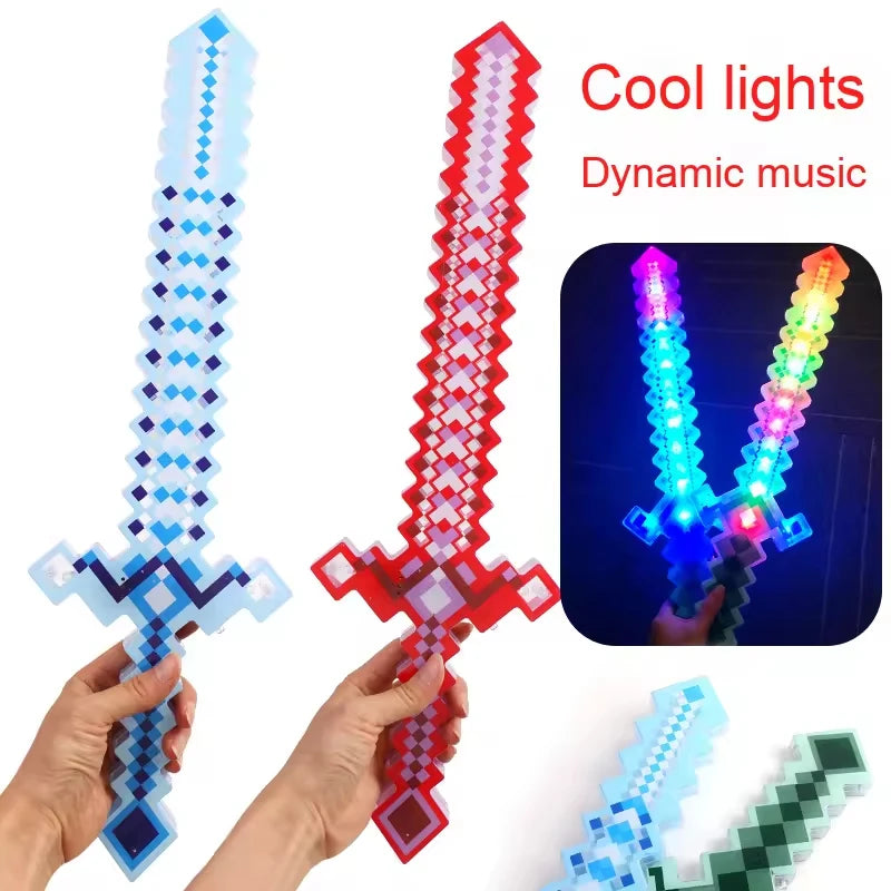 LED Light Up Flashing Pixel Sword Cosplay Party Toy with Sound Music  Luminous Saber Kids Glowing Cool Stuff Toy for Boys Gift