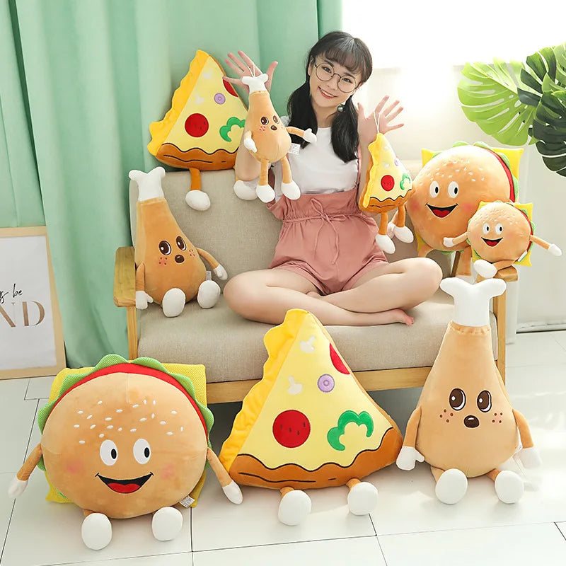 Chips Chicken Leg Fries Food Pillow Pizza Snack Plush Toy Bed Soft Doll Cusion Creactive Valentine's Day Birthday Gift Plushie