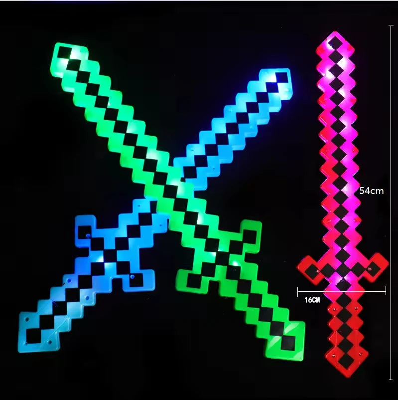 LED Light Up Flashing Pixel Sword Cosplay Party Toy with Sound Music  Luminous Saber Kids Glowing Cool Stuff Toy for Boys Gift