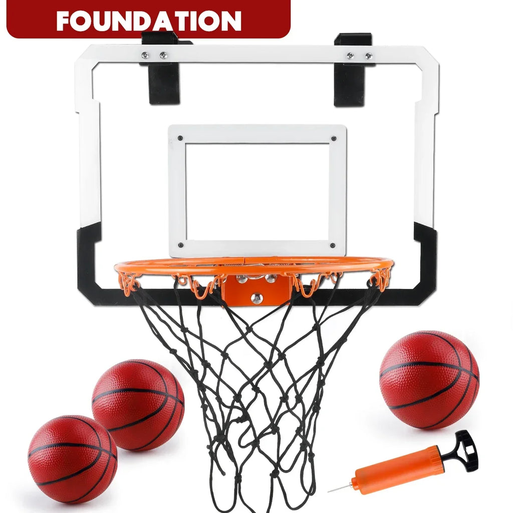 Indoor and Outdoor Kids Basketball Hoop, Mini Over-the-Door Basketball Backboard with 3 Balls, Toy Gift for Children and Teens