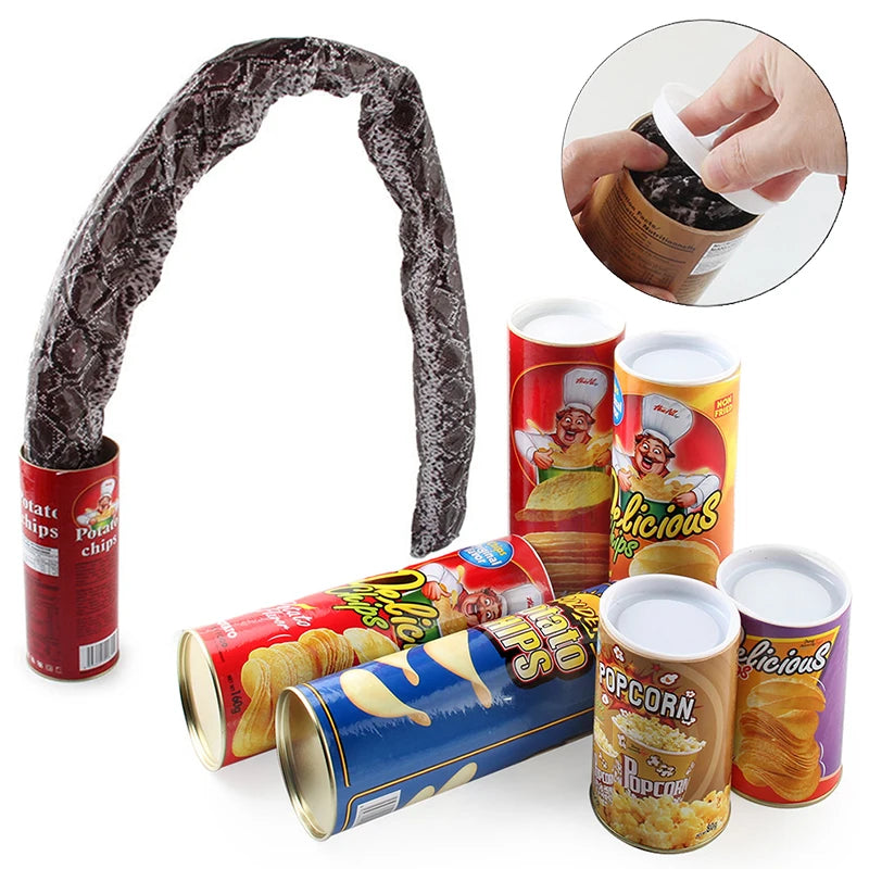 Funny Prank Potato Chip Can Jump Spring Snake Toy Jokes Gift April Fool Day Halloween Party Decoration Prank Trick Fun Joke Toys