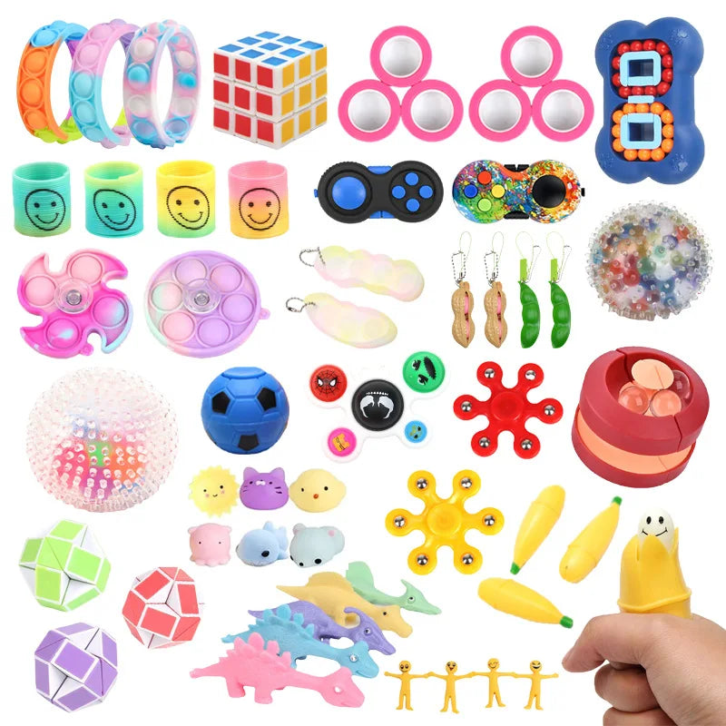 Random Mystery Fidget Toys Bag Pack for Kids Cheap Sensory Toys Stress Reliver Autism ADHD Gifts Spinner Fidget Squishy Set