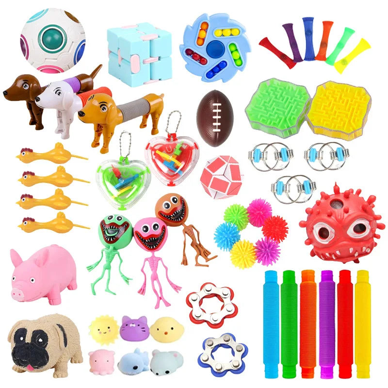 Random Mystery Fidget Toys Bag Pack for Kids Cheap Sensory Toys Stress Reliver Autism ADHD Gifts Spinner Fidget Squishy Set