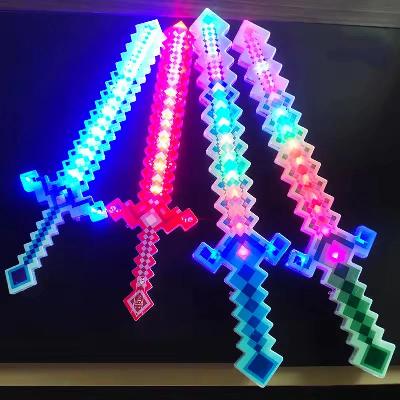 LED Light Up Flashing Pixel Sword Cosplay Party Toy with Sound Music  Luminous Saber Kids Glowing Cool Stuff Toy for Boys Gift