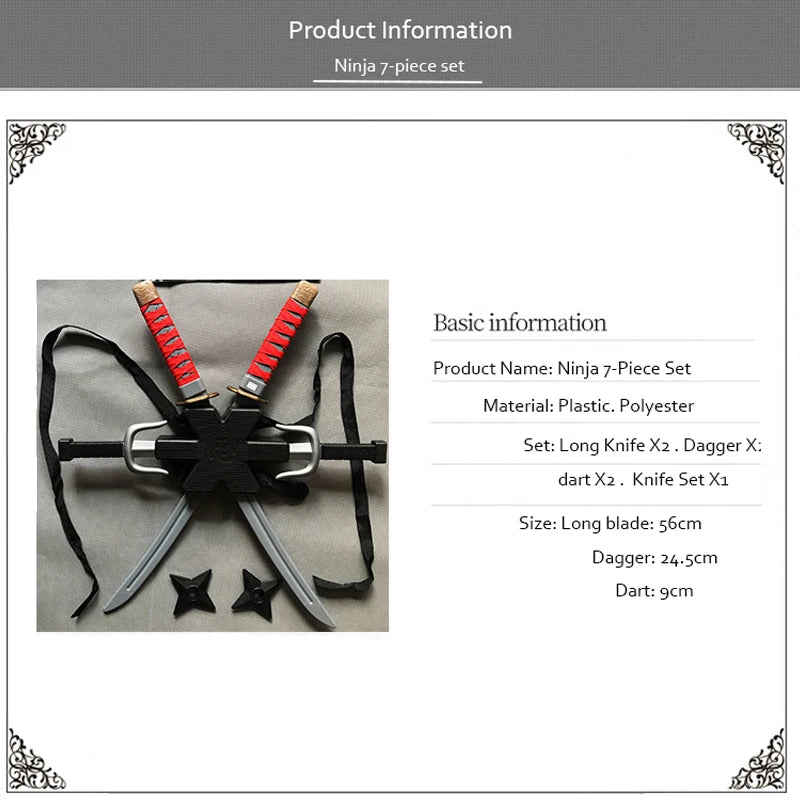 Ninja Set Toy 7 Piece Set Comes with Dart Cosplay Prop Safe Plastic Material Super Cool Japanese Samurai Series Christmas Gift