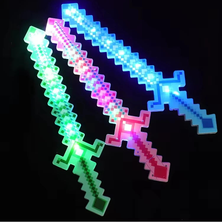 LED Light Up Flashing Pixel Sword Cosplay Party Toy with Sound Music  Luminous Saber Kids Glowing Cool Stuff Toy for Boys Gift