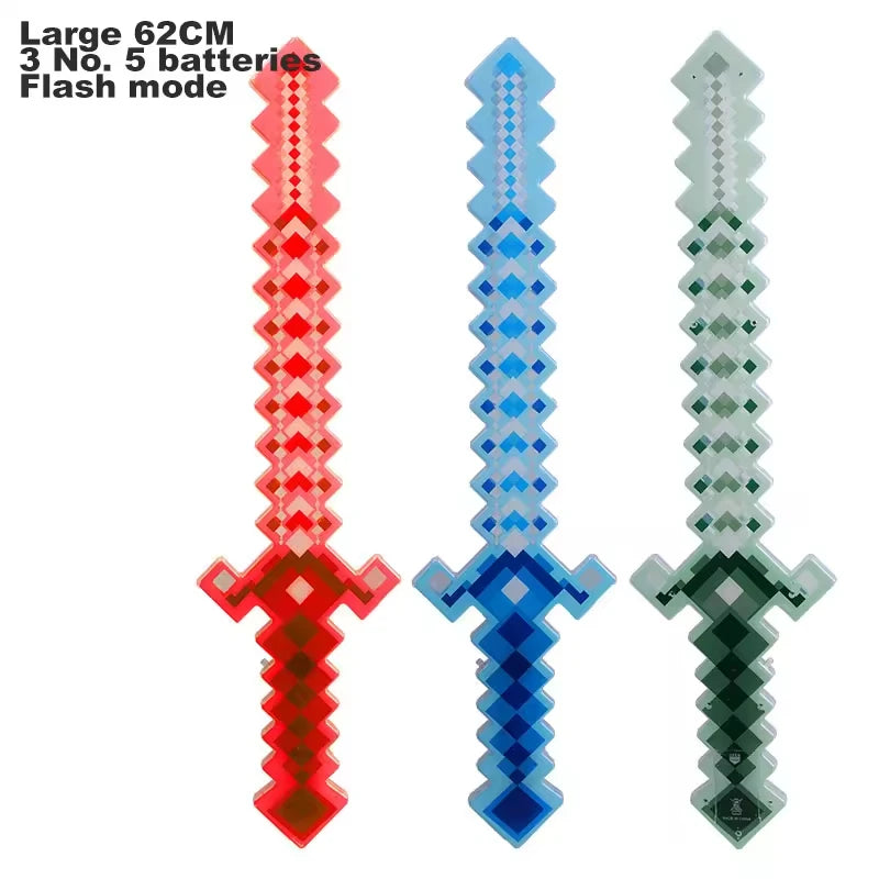 LED Light Up Flashing Pixel Sword Cosplay Party Toy with Sound Music  Luminous Saber Kids Glowing Cool Stuff Toy for Boys Gift