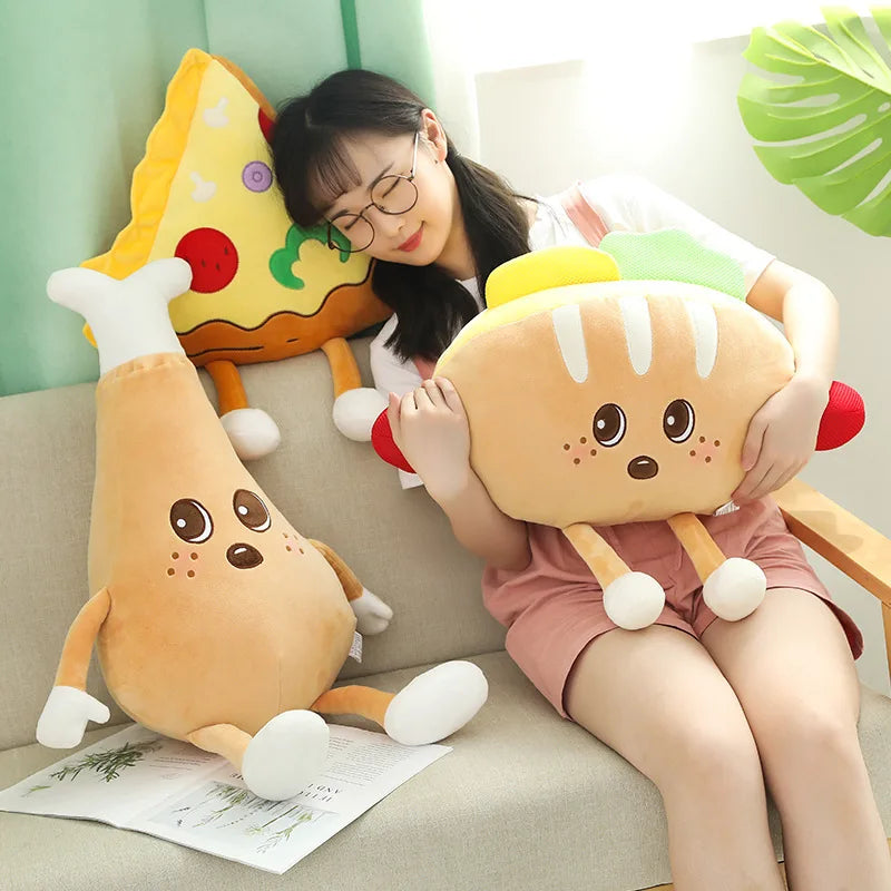 Chips Chicken Leg Fries Food Pillow Pizza Snack Plush Toy Bed Soft Doll Cusion Creactive Valentine's Day Birthday Gift Plushie