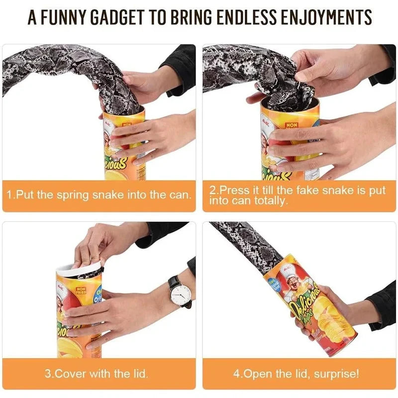 Funny Prank Potato Chip Can Jump Spring Snake Toy Jokes Gift April Fool Day Halloween Party Decoration Prank Trick Fun Joke Toys