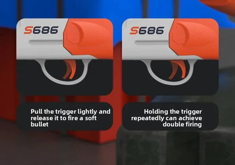 Double Barreled Toy Gun S686 Airsoft Rifle with Dual Soft Bullets Outdoor Sports Game Pistol Shotgun Weapon for Kids Gift