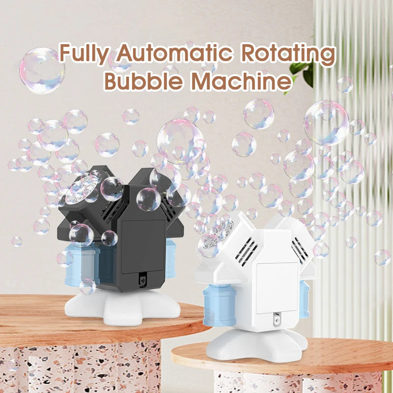 Double head rotating bubble machine