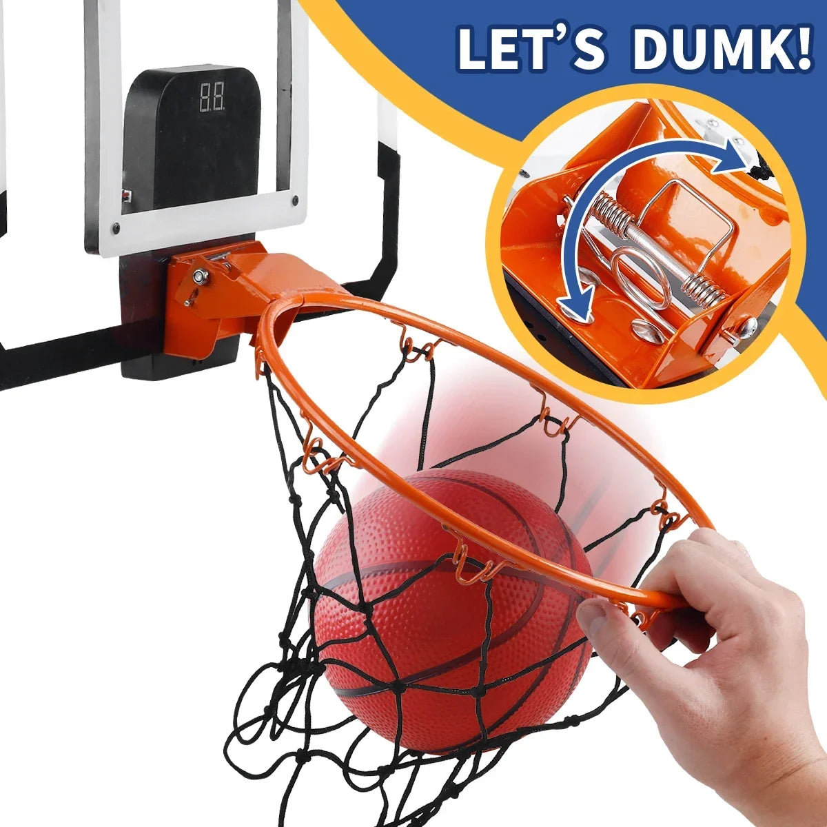 Indoor and Outdoor Kids Basketball Hoop, Mini Over-the-Door Basketball Backboard with 3 Balls, Toy Gift for Children and Teens
