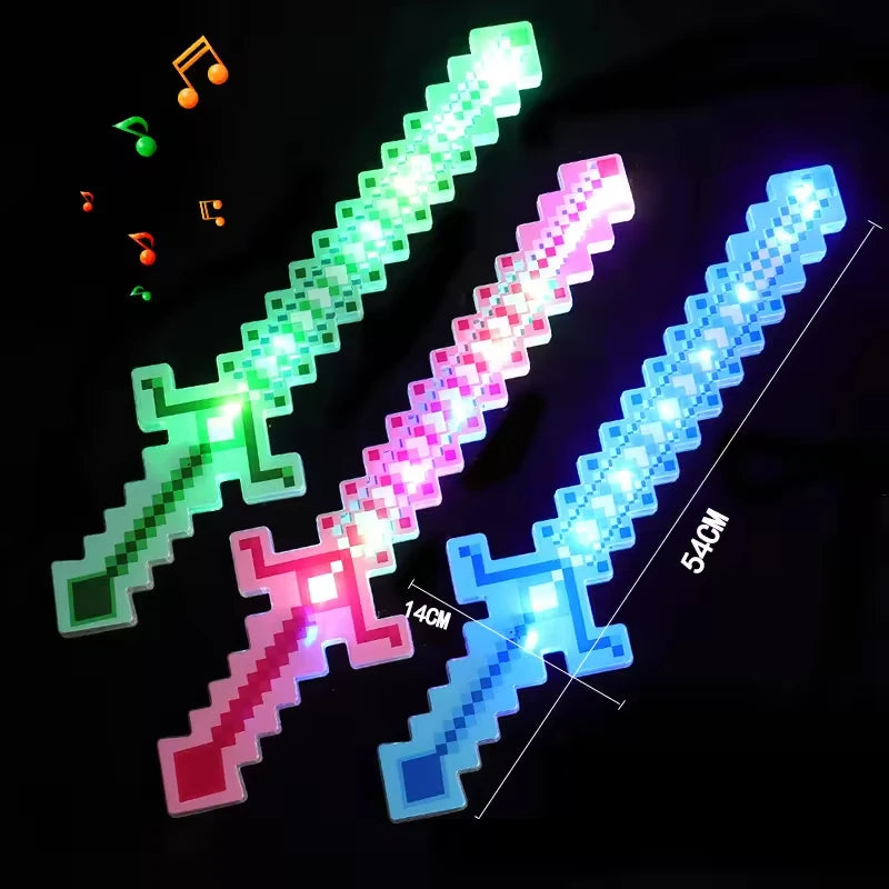 LED Light Up Flashing Pixel Sword Cosplay Party Toy with Sound Music  Luminous Saber Kids Glowing Cool Stuff Toy for Boys Gift