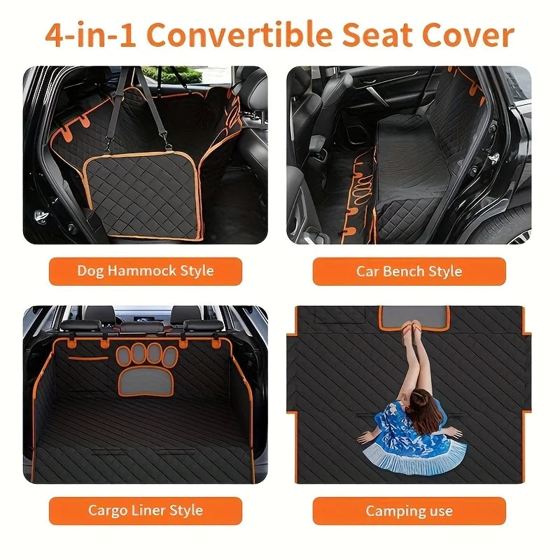 Dog Seat Cover, Pet Hammock, Heavy-Duty, Scratch-Resistant, Anti-Slip, Durable, Soft Rear Seat Protector for Cars and Trucks