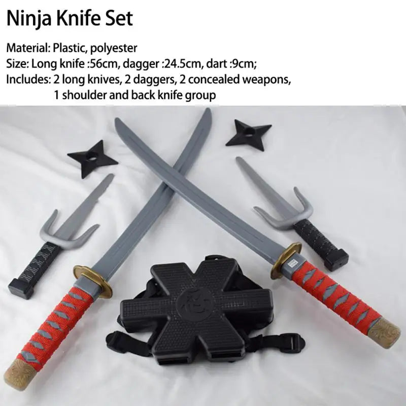 Ninja Set Toy 7 Piece Set Comes with Dart Cosplay Prop Safe Plastic Material Super Cool Japanese Samurai Series Christmas Gift