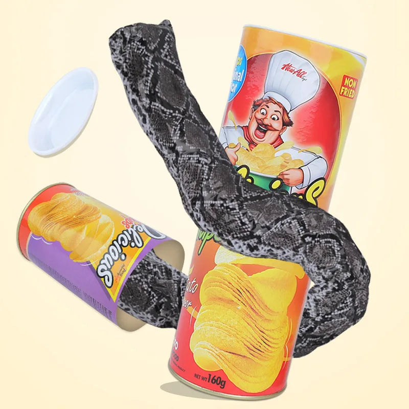 Funny Prank Potato Chip Can Jump Spring Snake Toy Jokes Gift April Fool Day Halloween Party Decoration Prank Trick Fun Joke Toys