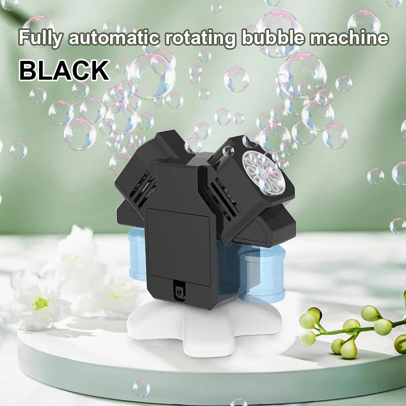 Double head rotating bubble machine