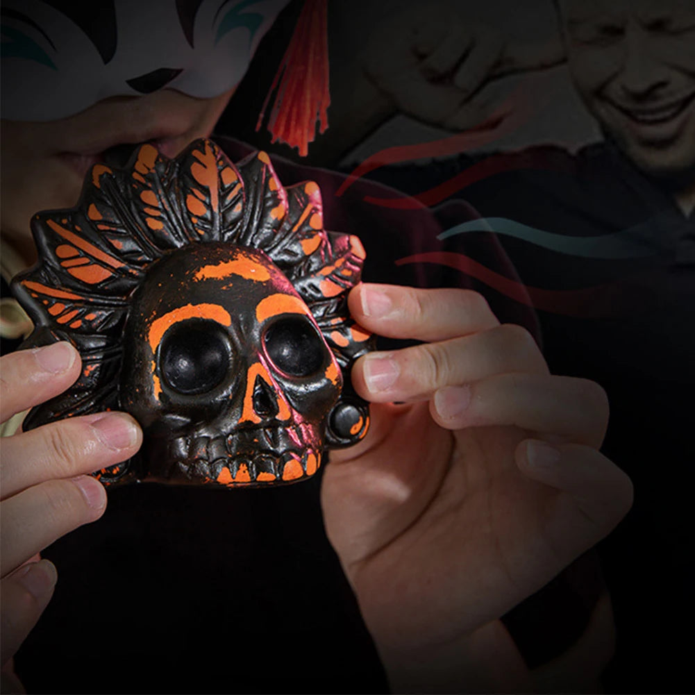 Authentic Aztec Whistle Loud Spooky Aztec Death Whistle Skull Realistic Human Screaming Aztec Ghost War Whistle Halloween Props