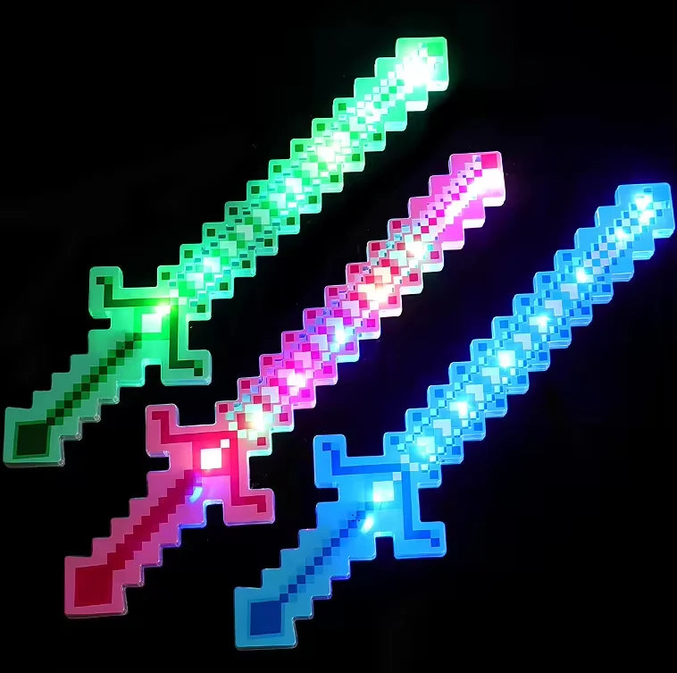 LED Light Up Flashing Pixel Sword Cosplay Party Toy with Sound Music  Luminous Saber Kids Glowing Cool Stuff Toy for Boys Gift