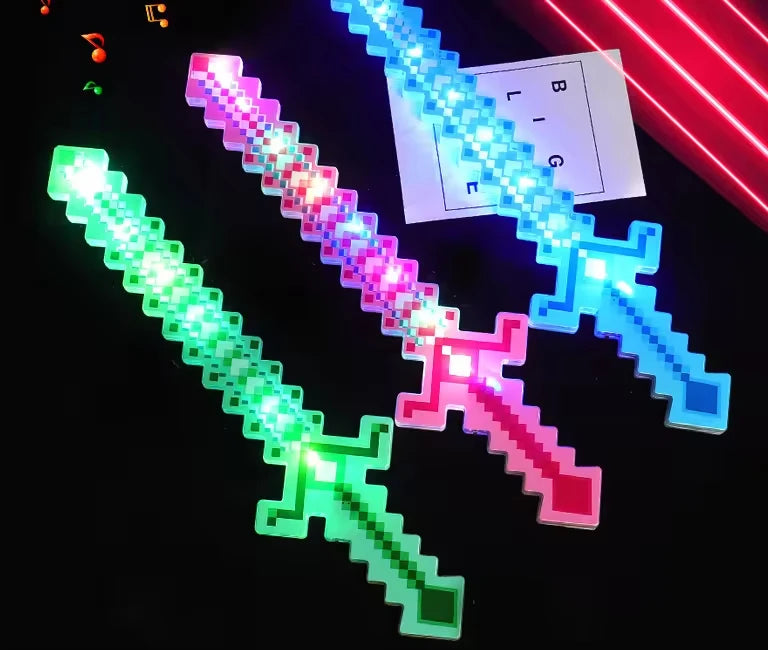 LED Light Up Flashing Pixel Sword Cosplay Party Toy with Sound Music  Luminous Saber Kids Glowing Cool Stuff Toy for Boys Gift