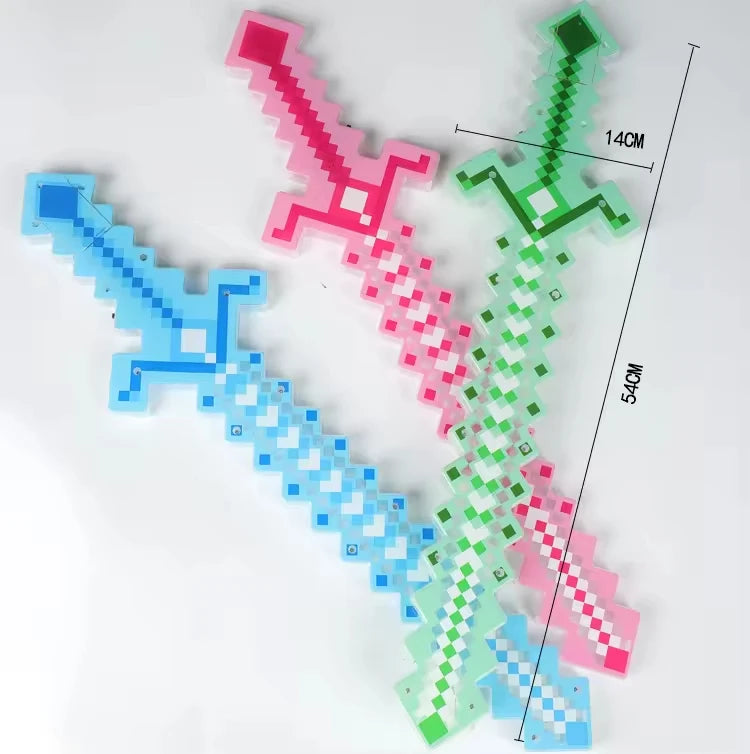 LED Light Up Flashing Pixel Sword Cosplay Party Toy with Sound Music  Luminous Saber Kids Glowing Cool Stuff Toy for Boys Gift