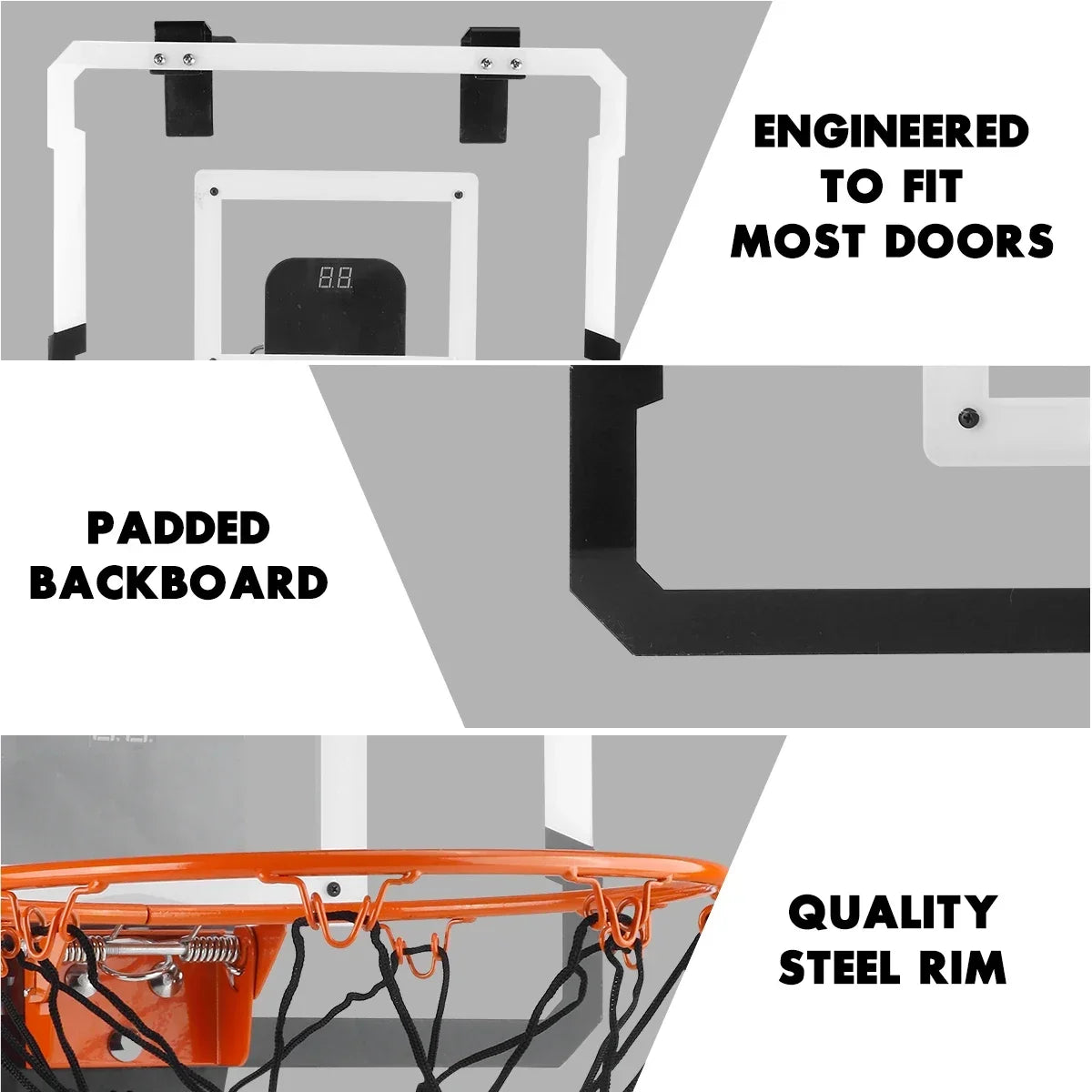 Indoor and Outdoor Kids Basketball Hoop, Mini Over-the-Door Basketball Backboard with 3 Balls, Toy Gift for Children and Teens