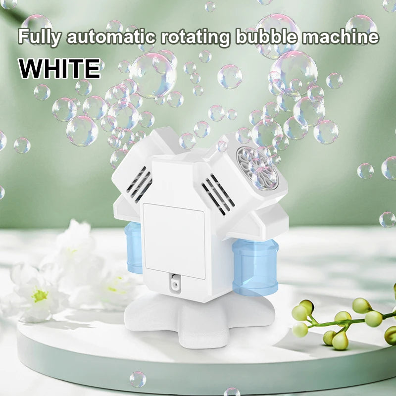 Double head rotating bubble machine