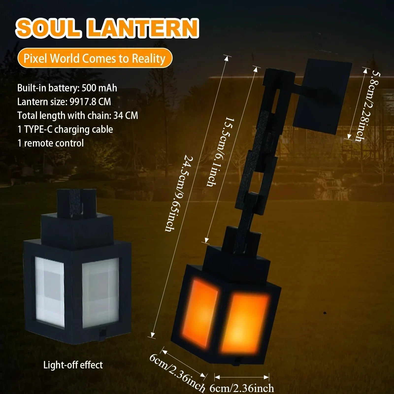 LED Remote Controlled Minecraft Lantern