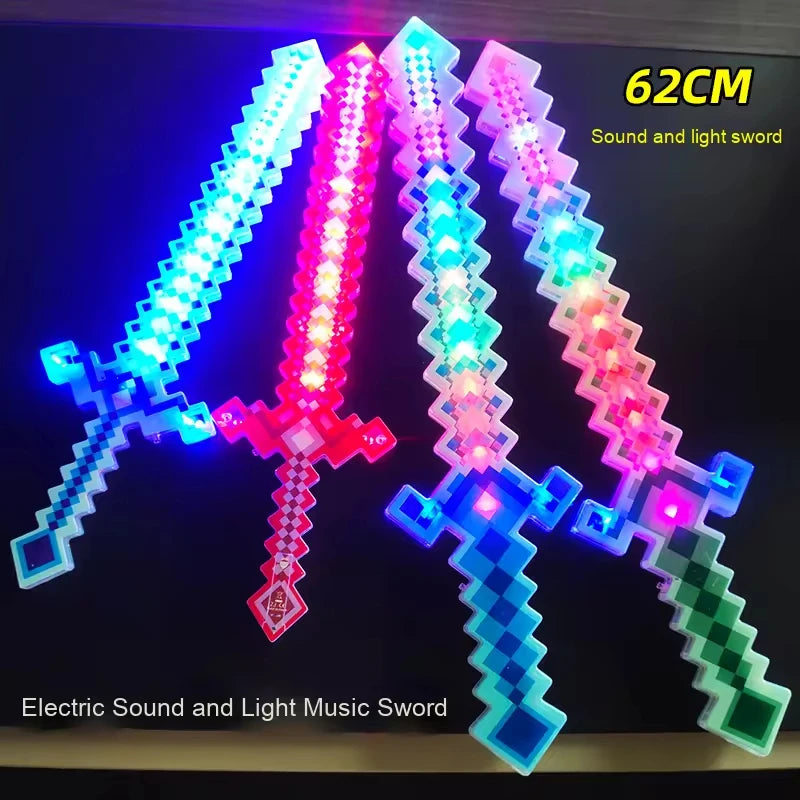 LED Light Up Flashing Pixel Sword Cosplay Party Toy with Sound Music  Luminous Saber Kids Glowing Cool Stuff Toy for Boys Gift