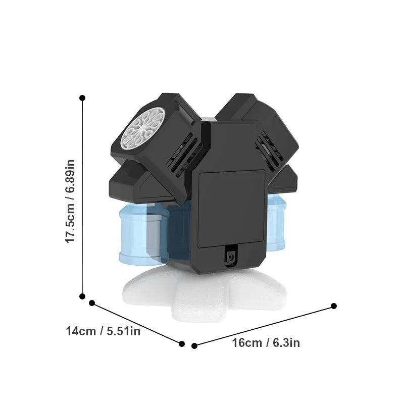 Double head rotating bubble machine